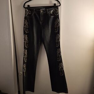 Magnet Women's Embellished Blue Flared Jeans